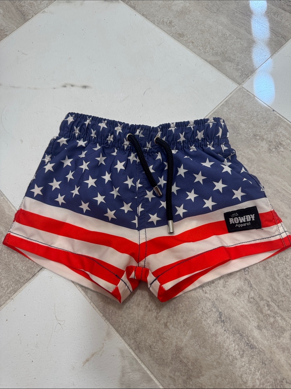 Rowdy Apparel Kids' American Flag Swim Trunks - Red, White & Blue
